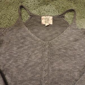 Grey Cold Shoulder Sweater Top